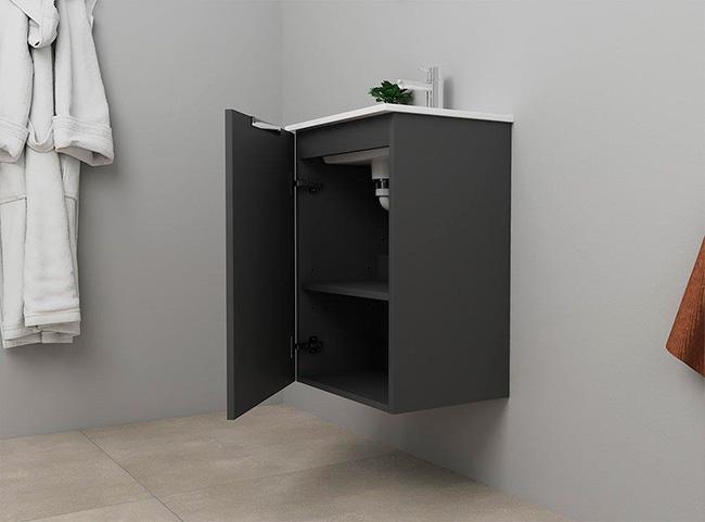 Sanibell Online 46 komplet mini badeværelsesmøbel - Mat grå