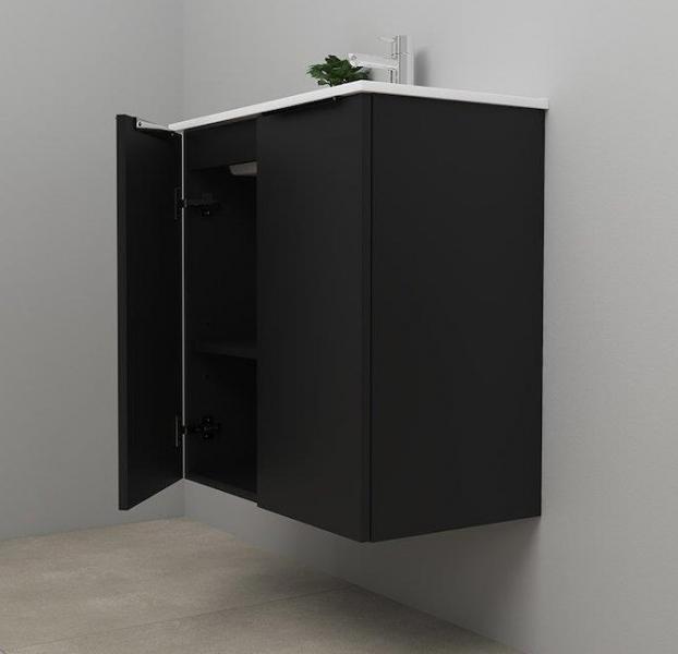 Sanibell Online 60 komplet mini badeværelsesmøbel - Mat sort
