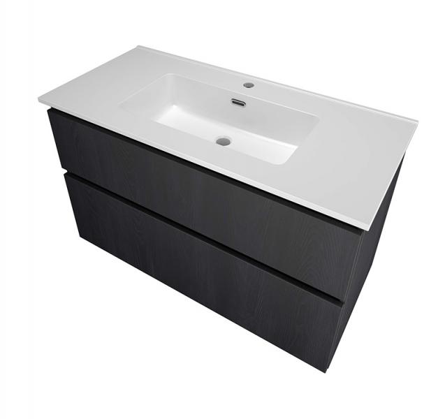 Sanibell Proline 100 m&oslash;bels&aelig;t m/2 asymmetriske skuffer - Sort eg