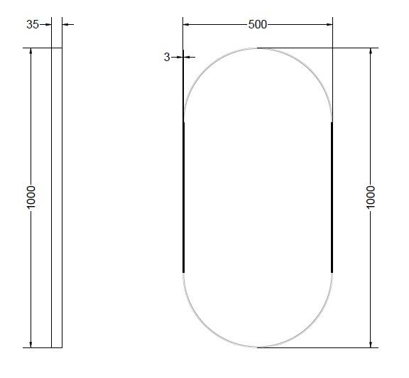 Sanibell Ink SP20 ovalt spejl m/ramme 50 x 100 cm - Mat sort