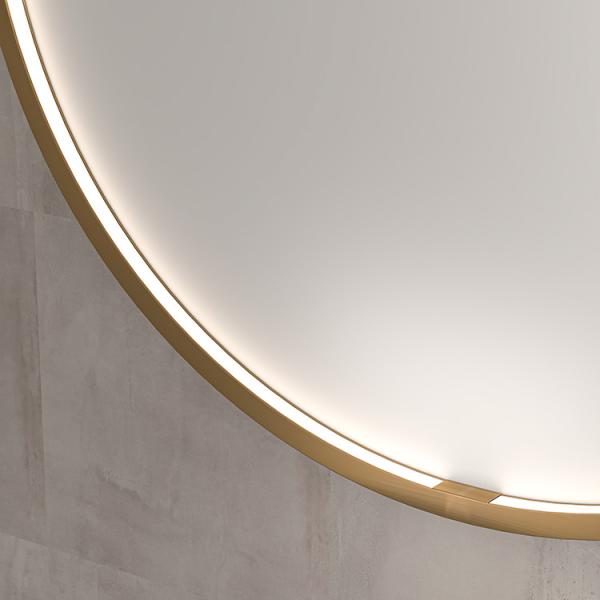 Sanibell Ink SP24 rundt spejl m/lys, varme og sensor &Oslash;100 - B&oslash;rstet mat guld