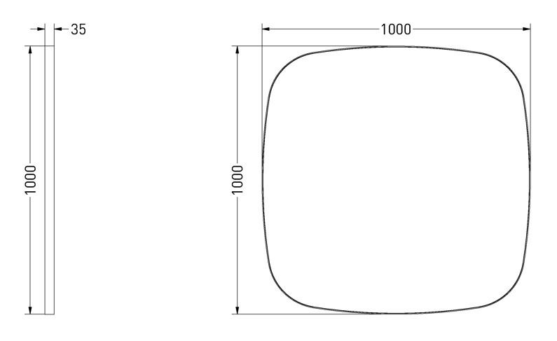 Sanibell Ink SP29 superellipse spejl m/ramme 100 x 100 cm - Mat sort