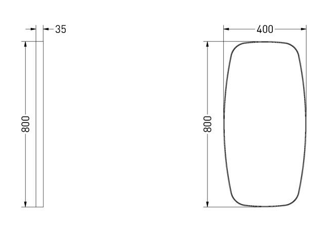 Sanibell Ink SP29 superellipse spejl m/ramme 40 x 80 cm - B&oslash;rstet kobber