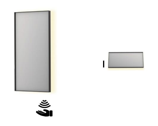 Sanibell Ink SP32 firkantet spejl m/backlight, varme og sensor 40 x 80 cm - Mat sort