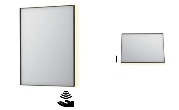 Sanibell Ink SP32 firkantet spejl m/backlight, varme og sensor 60 x 80 cm - Mat sort
