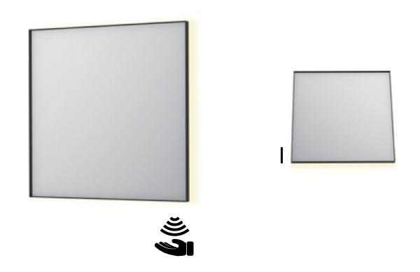 Sanibell Ink SP32 firkantet spejl m/backlight, varme og sensor 80 x 80 cm - Børstet rustfrit stål