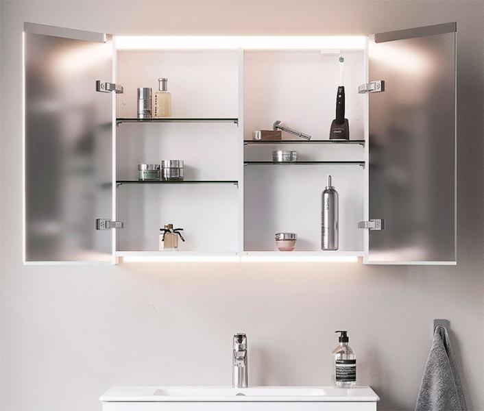 Cass&oslash;e 120 spejlskab m/lys og lysstyring - Hvid