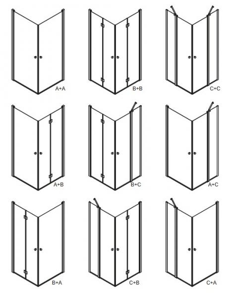 Dansani Match A+A brusehj&oslash;rne - 70x70 cm - Klar glas/krom