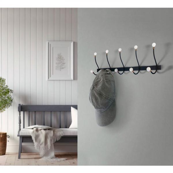 Beslagsboden knagerrække i vintage stil - Sort/hvid knop