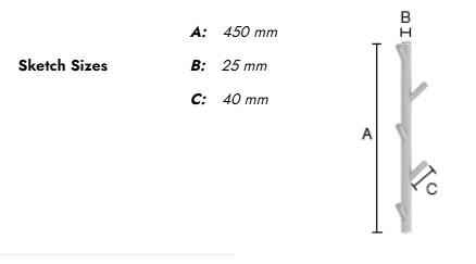 Beslagsboden lodret knager&aelig;kke m/5 knager - Tr&aelig;/mat sort
