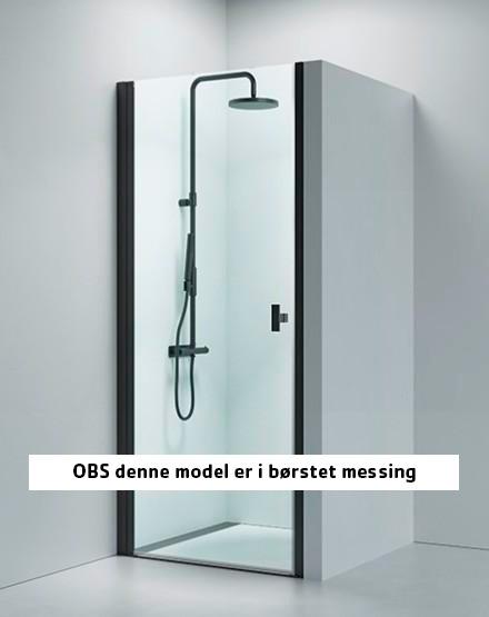Strømberg Noma 20 brusedør - 80 cm - Klar glas/børstet messing