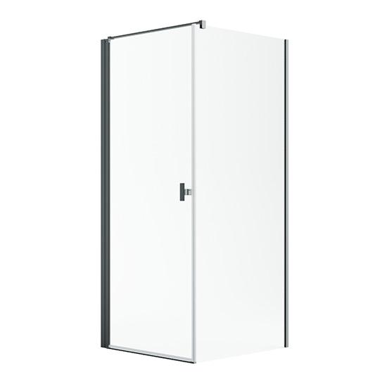 Str&oslash;mberg Noma 135 fast brusev&aelig;g m/svingd&oslash;r til venstre - 80 x 80 - Klar glas/b&oslash;rstet gunmetal