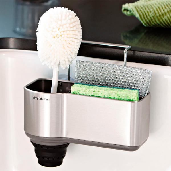 Simplehuman opvaskebørsteholder t/køkkenvask - Børstet stål