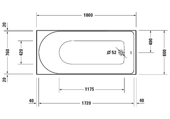 Duravit D-Neo komplet badekar til indbygning - 180 x 80 cm