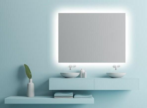 Mona firkantet spejl m/backlight og varme - 80 cm