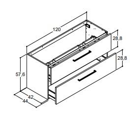 Dansani Mido+ 120 vaskeskab t/dobbelt h&aring;ndvask - Varm eg