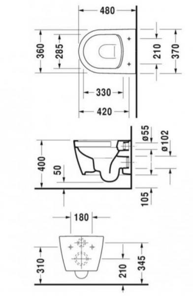 Duravit Me by Starck Compact Rimless m/wondergliss toiletpakke inkl. sæde m/soft-close, lav cisterne og krom betjening