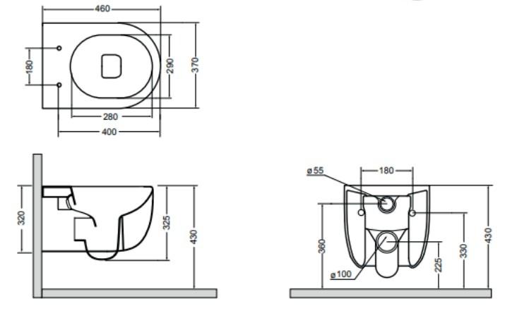 Lavabo Glomp Mat grå Mini rimless toiletpakke inkl. sæde m/soft-close, cisterne og hvid betjening