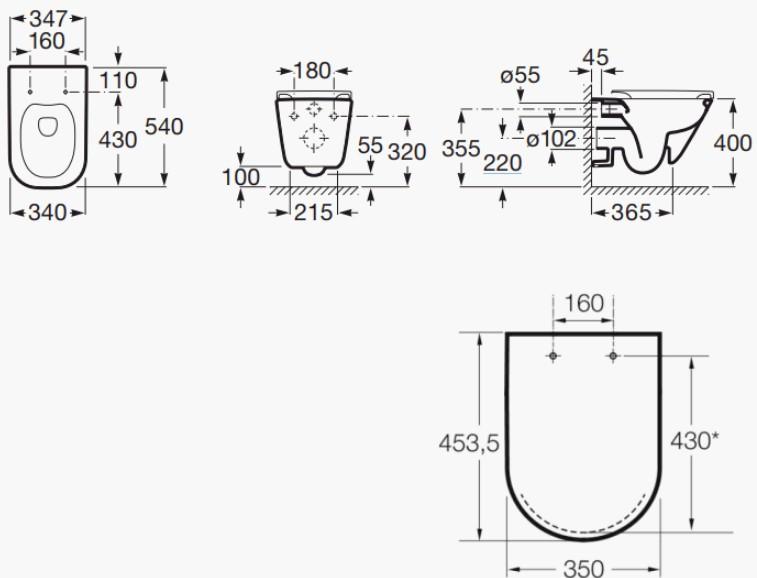 Laufen Roca Gap RIMless toiletpakke inkl. sæde m/soft-close, lav cisterne og krom betjening