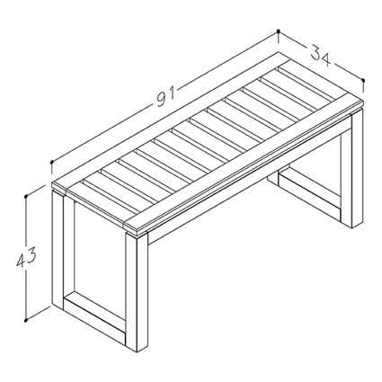 Strømberg Skagen bænk 91cm - Massiv eg