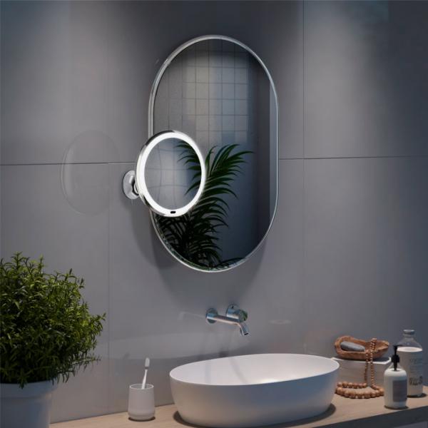 Beslagsboden Glow makeupspejl m/lys, sugekop og 7x forstørrelse - Krom