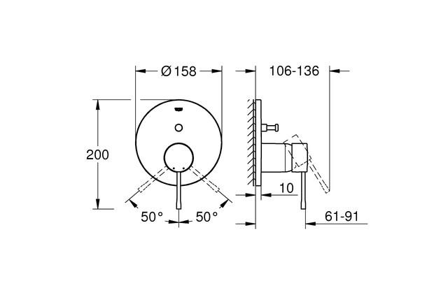 Grohe Essence komplet brusesystem med Rainshower 310 hovedbruser til indbygning - Poleret Cool Sunrise