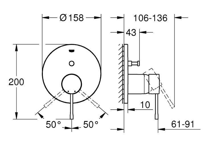 Grohe Essence komplet brusesystem med Rainshower 310 hovedbruser & SmartActive håndbrus til indbygning - Supersteel