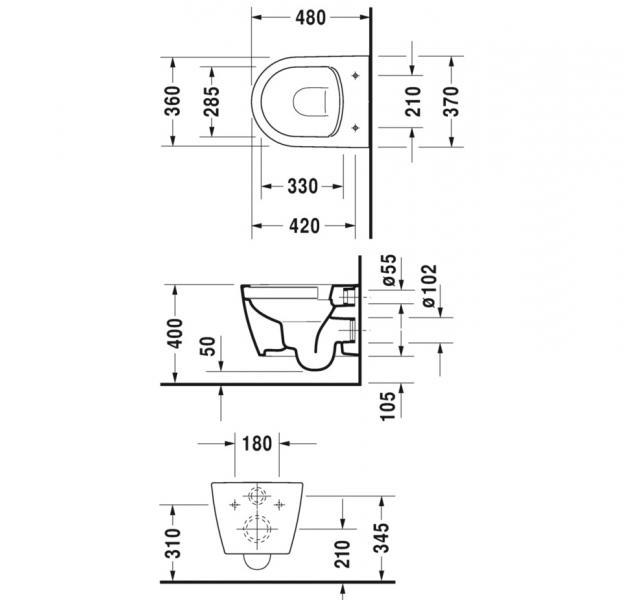 Duravit Me by Starck Compact Rimless toiletpakke inkl. sæde m/softclose, cisterne og hvid betjening