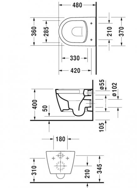 Duravit Me by Starck Compact Rimless m/wondergliss toiletpakke inkl. sæde m/softslose, cisterne og krom betjening