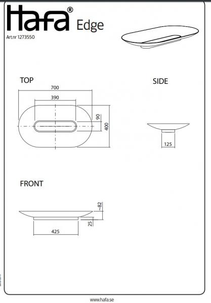 Hafa Edge 70 oval fritstående bowlevask - Uden overløb