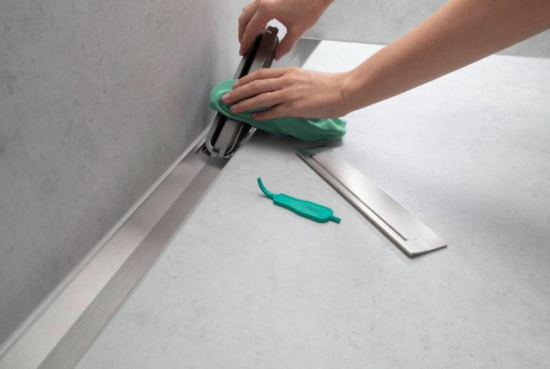 Hansgrohe RainDrain Flex afløb (kan afkortes) t/bagvæg - 80 - Steel
