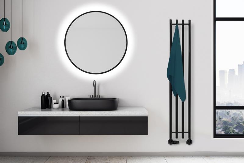 Kriss Vega håndklædetørrer - 33,2x142 cm - Matsort Kriss Vega håndklædetørrer - 33,2x142 cm - Matsort