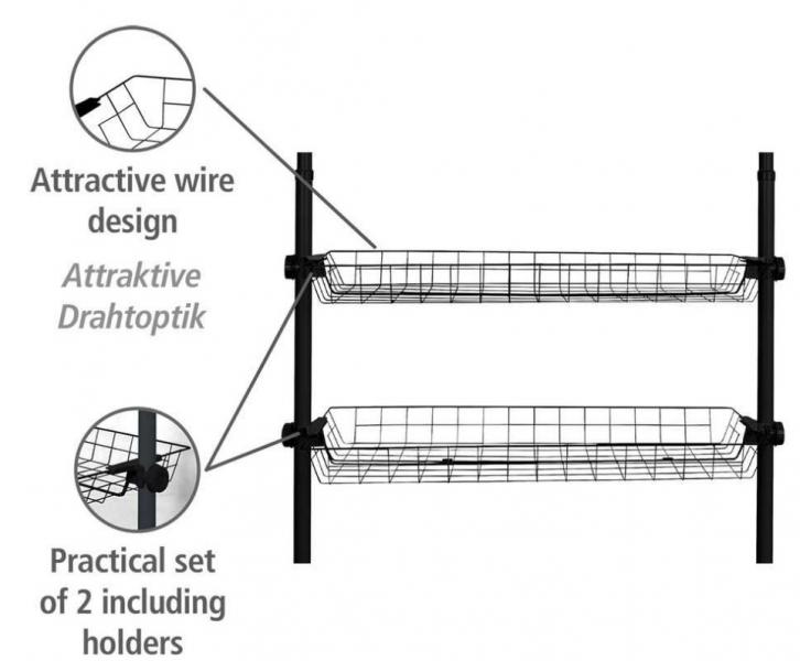 Wenko Hercules trådhylder 94 cm - 2 stk - Sort