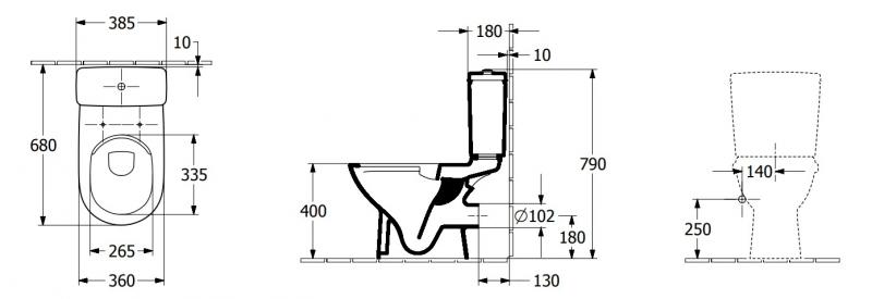 Villeroy & Boch O.Novo Rimless gulvstående toilet m/Ceramic+ og AntiBac
