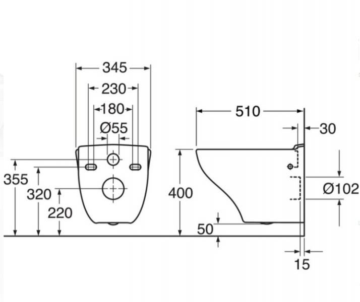 Gustavsberg Nautic 1530 væghængt toilet m/Hygienic Flush og C+