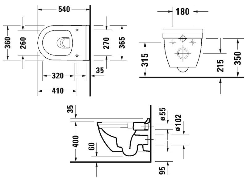 Duravit Starck 3 vægtoilet rimless m/HygieneGlaze u/sæde