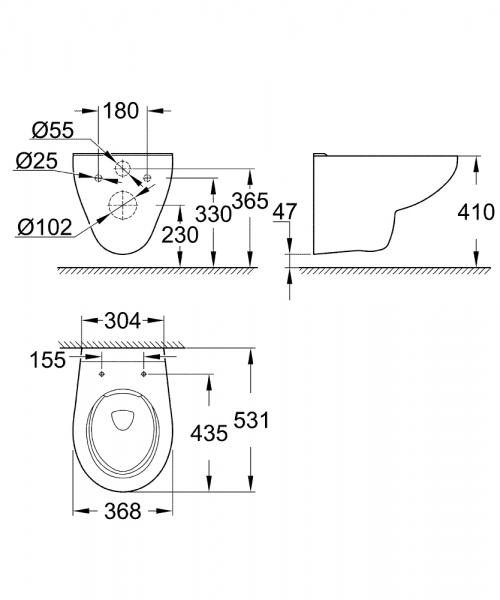 Grohe Bau Rimless hængeskål - 531x368 mm