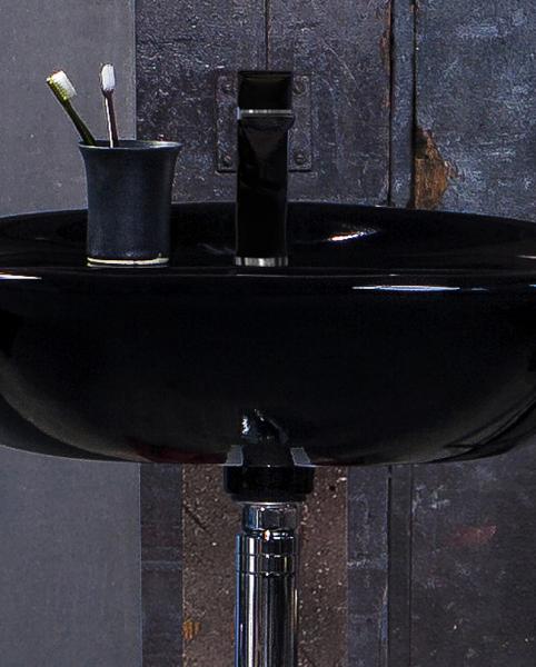 Gustavsberg Estetic 50 håndvask t/væg - Sort - 1 hanehul - Ceramic+