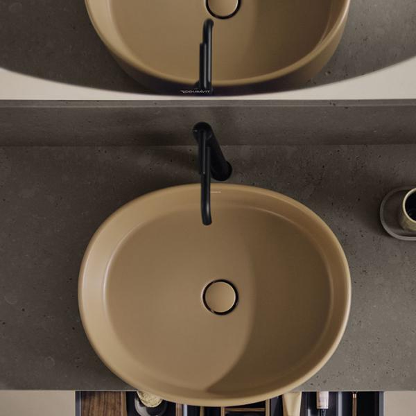 Duravit Balcoon 55 fritst&aring;ende bowlevask - Uden hanehul - Ler Terra - DuraShield