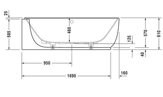 Duravit Luv hjørnebadekar- 1850x950mm med panel - Mat hvid - Venstre