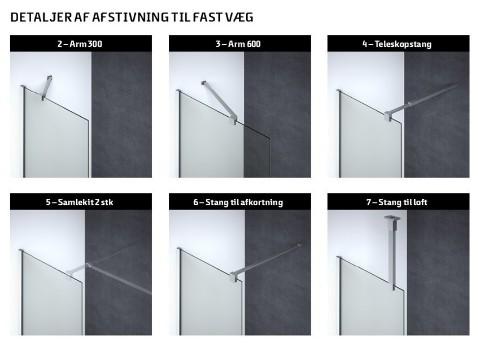 Dansani Match D 90 fast væg - Klar glas/matkrom Dansani Match D 90 fast væg - Klar glas/matkrom
