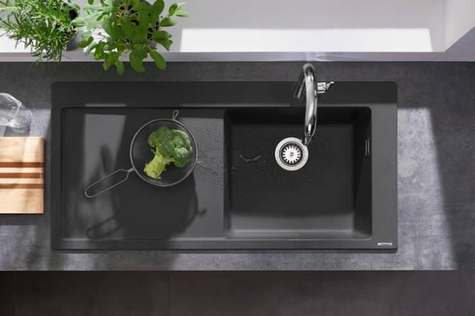 Hansgrohe S514-F450 SilicaTec granit køkkenvask - Graphiteblack - Vask til højre