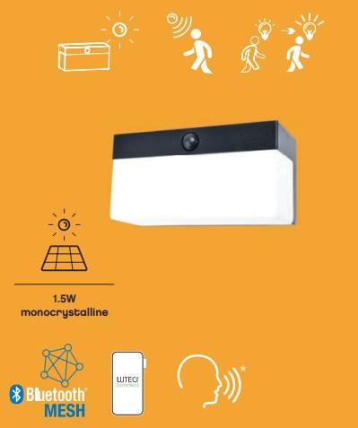 Lutec Fran Solar udendørs væglampe m/solceller og sensor - Mat sort