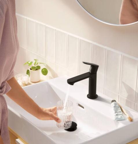 Hansgrohe Rebris S 110 håndvaskarmatur m/CoolStart /u bundventil - Mat sort