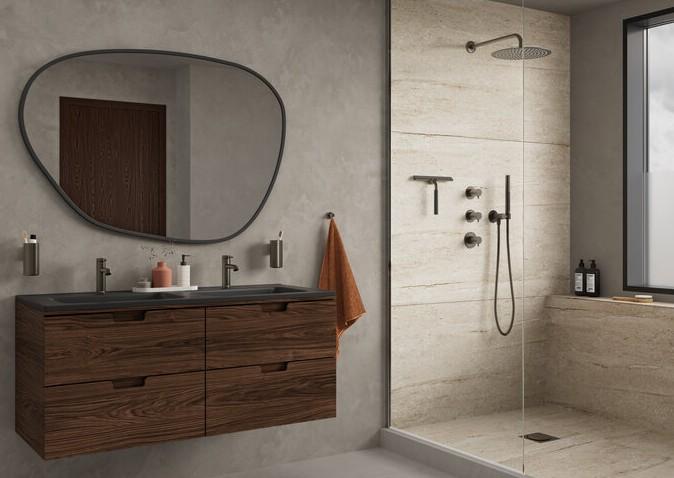 Damixa Iris XS 1 300 brusesæt til indbygning - Børstet grafitgrå Damixa Iris XS 1 300 brusesæt til indbygning - Børstet grafitgrå