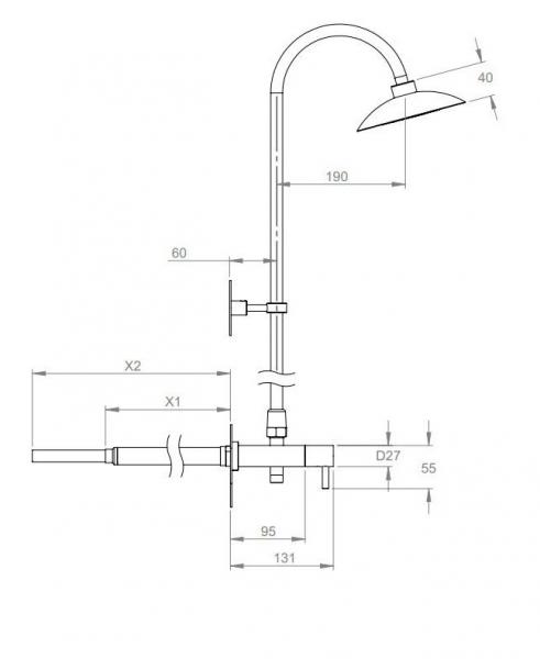 EQI væghængt udebruser 320-390/15 mm tilslutning - Kobber