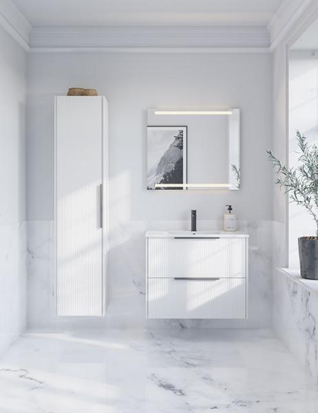 Dansani Mido+ Classic 81 møbelsæt m/Amber vask og 2 skuffer - Striber/mat hvid Dansani Mido+ Classic 81 møbelsæt m/Amber vask og 2 skuffer - Striber/mat hvid