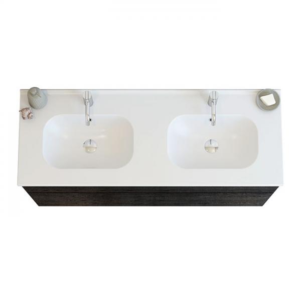 Dansani Luna 121 m&oslash;bels&aelig;t m/dobbelt Kantate vask, h&oslash;j skuffe og indretning - Sort eg