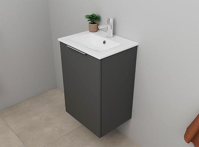 Sanibell Online 46 komplet mini badeværelsesmøbel - Flatpack - Mat grå