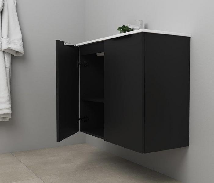 Sanibell Online 80 komplet mini badeværelsesmøbel - Flatpack - Mat sort